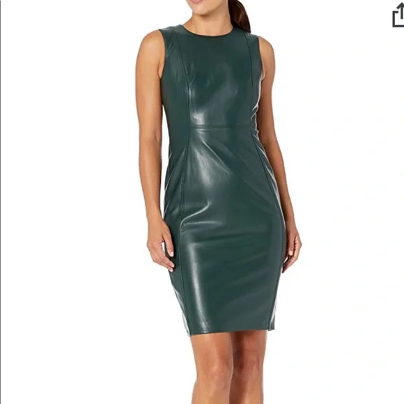 Calvin Klein Petite Faux-Leather Sheath Dress - Malachite